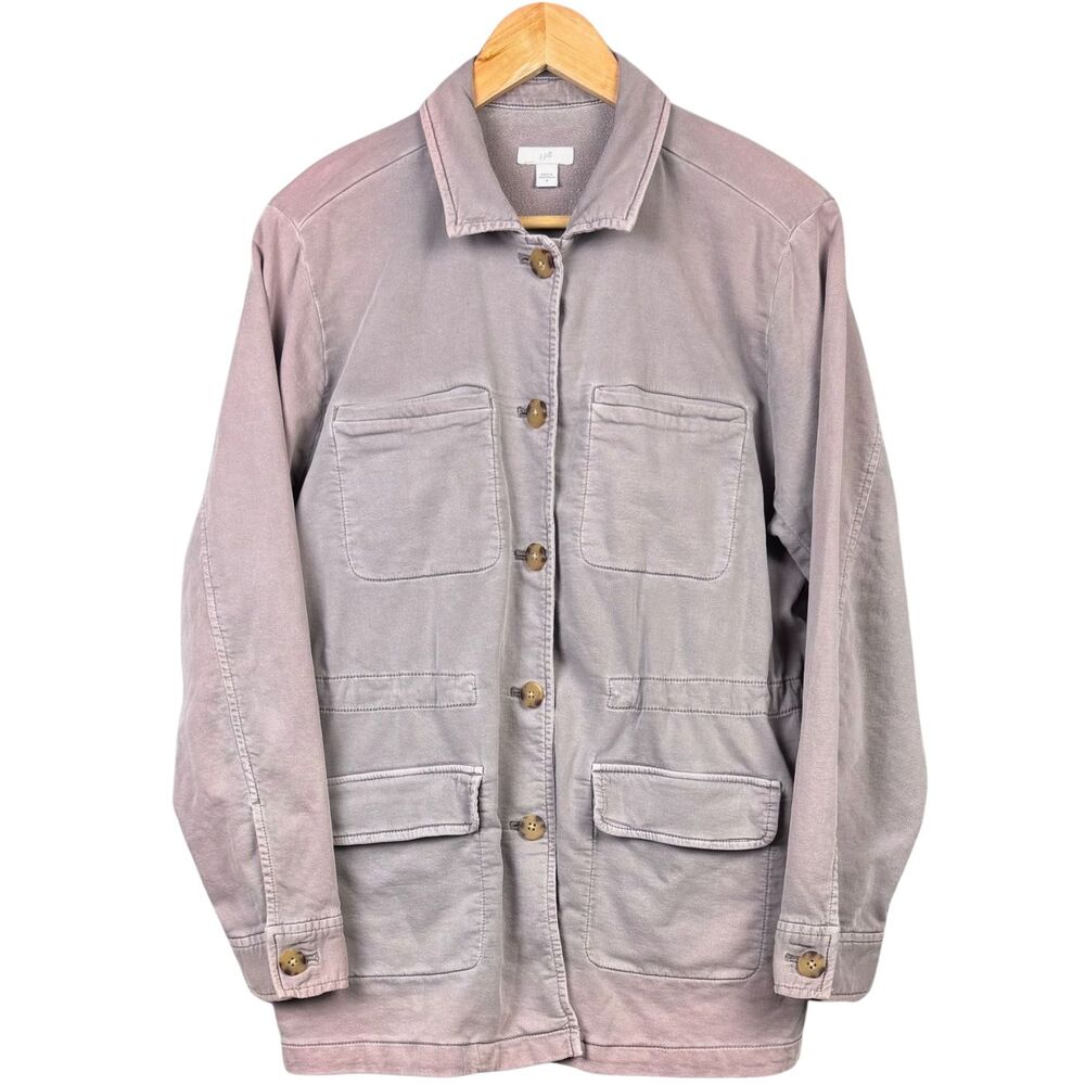 J. Jill Chore Style Jacket Womens Button Up Utility Sun Faded‎ Medium Purple Y2K
